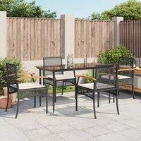 Berkfield Home 5 Piece Garden Dining Set with Cushions Black Poly Rattan
