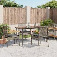 Berkfield Home 5 Piece Garden Dining Set with Cushions Grey Poly Rattan