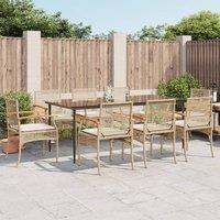 Berkfield Home 9 Piece Garden Dining Set with Cushions Beige Poly Rattan