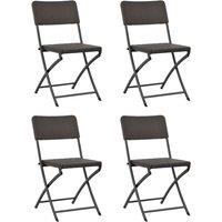 Berkfield Home Folding Garden Chairs 4 pcs HDPE & Steel Brown