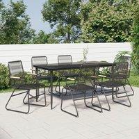 Berkfield Home 7 Piece Garden Dining Set Black PVC Rattan