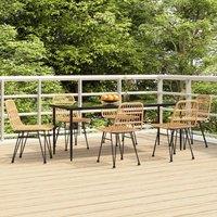 Berkfield Home 7 Piece Garden Dining Set Poly Rattan in Brown