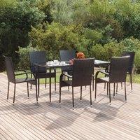 Berkfield Home 7 Piece Garden Dining Set Black Poly Rattan