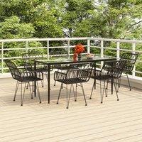 Berkfield Home 7 Piece Garden Dining Set Black Poly Rattan