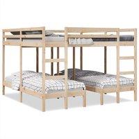 Triple Bunk Bed Frame 140x200/70x140 cm Solid Wood Pine