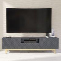 Creative Furniture Diamond Luxe TV Unit 180cm - Luxury Cabinet with Push to Open Storage in Dark Grey