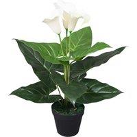 Berkfield Home Artificial Calla Lily Plant with Pot 45 cm White