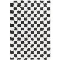 Livabliss Urban Shag-Modern Yellow Black Beige Pink Checkboard Plush Pile Living Rug | Size: 160 cm x 220 cm