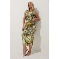Yours Women's Butterfly Mesh Midaxi Skirt in Green | Size: 22-24
