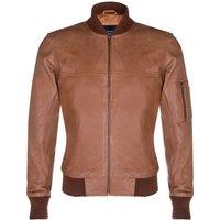 Infinity Leather Men's Retro MA-1 Leather Bomber Jacket-Arlington in Tan | Size: 5XL