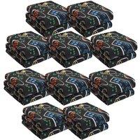 OHS Pack of 10 Printed Fleece Blanket Throw in Black | Size: 120 cm x 150 cm