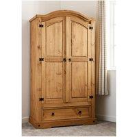 Seconique Corona 2 Door 1 Drawer Wardrobe in Natural