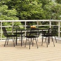 Berkfield Home 7 Piece Garden Dining Set Black Poly Rattan