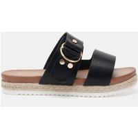 Novo Women's Wide Fit 'Sezzadio' Double Strap Buckle Mule Espadrille Sandal in Black | Size: 4