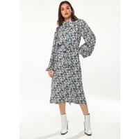 Liquorish Women's Floral Print Dress With Peter Pan Collar in Grey | Size: 14