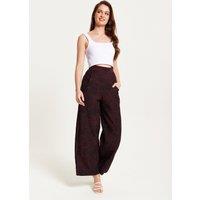 Liquorish Women's Wine Wide Leg Trousers | Size: 10
