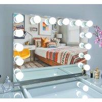 7seas Hollywood Vanity 80x63cm Chrome Mirror LED Lights E27 USB Ports - Wall Tabletop in Silver | Size: 80x63 cm