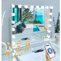 7seas Hollywood Vanity MakeUp Mirror 18 Led Lights Bluetooth USB Ports - Wall Tabletop in White