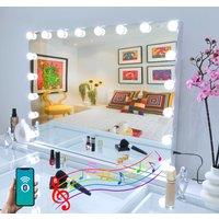 7seas Hollywood LED 80x63cm Vanity Makeup Mirror Bluetooth speakers Touch Screen - Wall Tabletop in White | Size: 80x63 cm