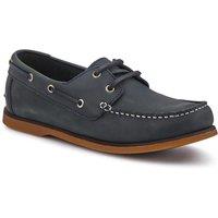 Pavers Men's Casual Leather Boat Shoes in Black | Size: 11