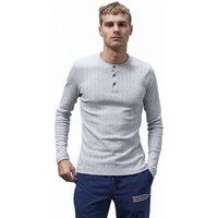 Enorsia Men's Ribbed Long Sleeve Henley T-Shirt in Grey | Size: Small