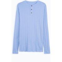 Enorsia Men's Ribbed Long Sleeve Henley T-Shirt in Blue | Size: 2XL