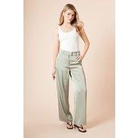 Dorothy Perkins Women's Tailored Satin Straight Leg Trouser in Mint | Size: 12