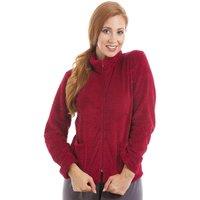Camille Women's Zip Front Soft Textured Fleece Bed Jacket in Burgundy | Size: 14-16