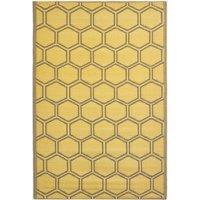 Homescapes Luxury Outdoor Rug Waterproof Reversible for Garden, Yellow Honeycomb | Size: 120 cm x 180 cm