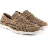 Silver Street London Men's Perth Suede Leather Woven Loafers in Light Brown | Size: 7