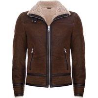 Infinity Leather Men's Retro Pilot Sheepskin Leather Biker Jacket-Bogota in Tan | Size: Medium