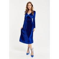 Liquorish Women's Royal Blue Velvet Midi Dress | Size: 10