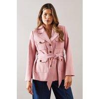 Wallis Women's Petite Four Pocket Military Jacket in Pink | Size: 14