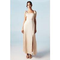 Oasis Women's Satin Tie Shoulder Midi Bridesmaid Dress in Champagne | Size: 6
