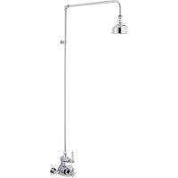 Balterley Traditional Twin Exposed Thermostatic Shower Valve Rigid Riser Kit in Silver