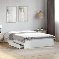 Bed Frame with Drawers without Mattress White 140x190 cm