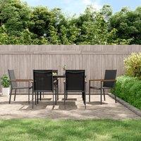 Berkfield Home 7 Piece Garden Dining Set Black Textilene & Steel