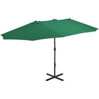 Berkfield Home Outdoor Parasol with Aluminium Pole 460x270 cm Green