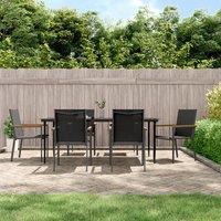 Berkfield Home 7 Piece Garden Dining Set Black Textilene & Steel