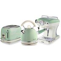 Ariete Vintage Dome Kettle, 2 Slice Toaster & Espresso Coffee Machine Set in Green