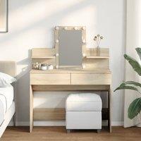 Dressing Table with LED Sonoma Oak 100x40x130 cm