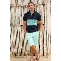 Weird Fish Men's Sunbury Cotton Striped Pique Polo Shirt in Aqua | Size: Small