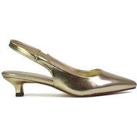 XY London Women's 'Avalone' Pointed Toe Sling Back Kitten Heel Sandals in Metallic Gold | Size: 3