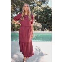 Long Tall Sally Women's Tall Smock Denim Maxi Dress in Dark Red | Size: 14