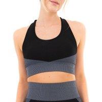 Smart Living Women's Breathable & Flexible Textured Panel Sports Bra with Cross Strap in Black | Size: Small