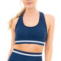 Smart Living Women's Stylish & Comfortable Leopard Print Seamless Padded Sports Bra in Navy | Size: Large