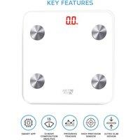 Get Fit Smart Bathroom Scales Digital Body Weighing Scale Connect IOS/Android in White
