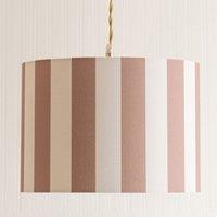 ValueLights Callie Colour Clash Natural & Brown Stripe Fabric Drum Lamp Shade | Size: Large