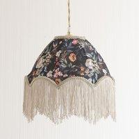 ValueLights Peony Scalloped Floral Fabric Classic Lamp Shade with Cream Tassels