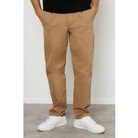 'Fog' Cotton Straight Leg Pleated Chino Trousers With Stretch